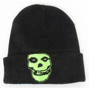Misfits Fiend Green Skull Cap Black Knit Beanie Ski Knitted Hat Goth Punk Grunge